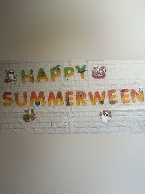 Happy Summerween Halloween Banner Party Decoration Ghost Pool Party Decor New